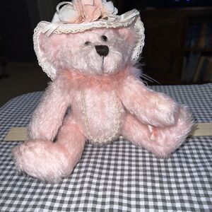 Berkeley Jointed Mother  W/ Hat And Pearls!  1999 Vintage Plush Stuffed Bear!